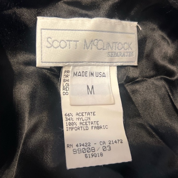 Vtg  Scott McClintock Black Velvet Bolero Jacket Puffy Shoulder Goth Sz M - Picture 5 of 8